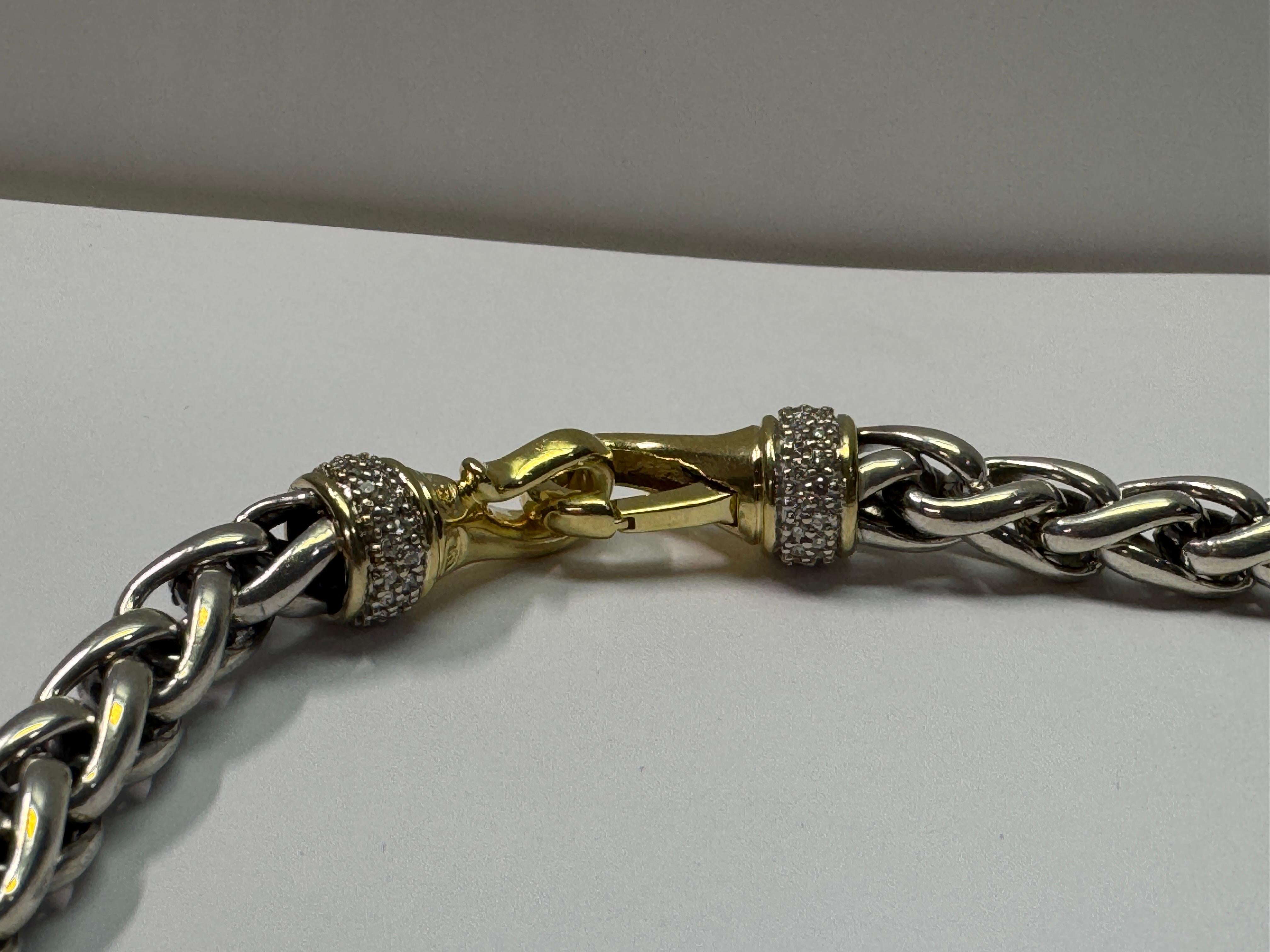 David Yurman Yellow Gold Sterling Diamond Necklace For Sale 2
