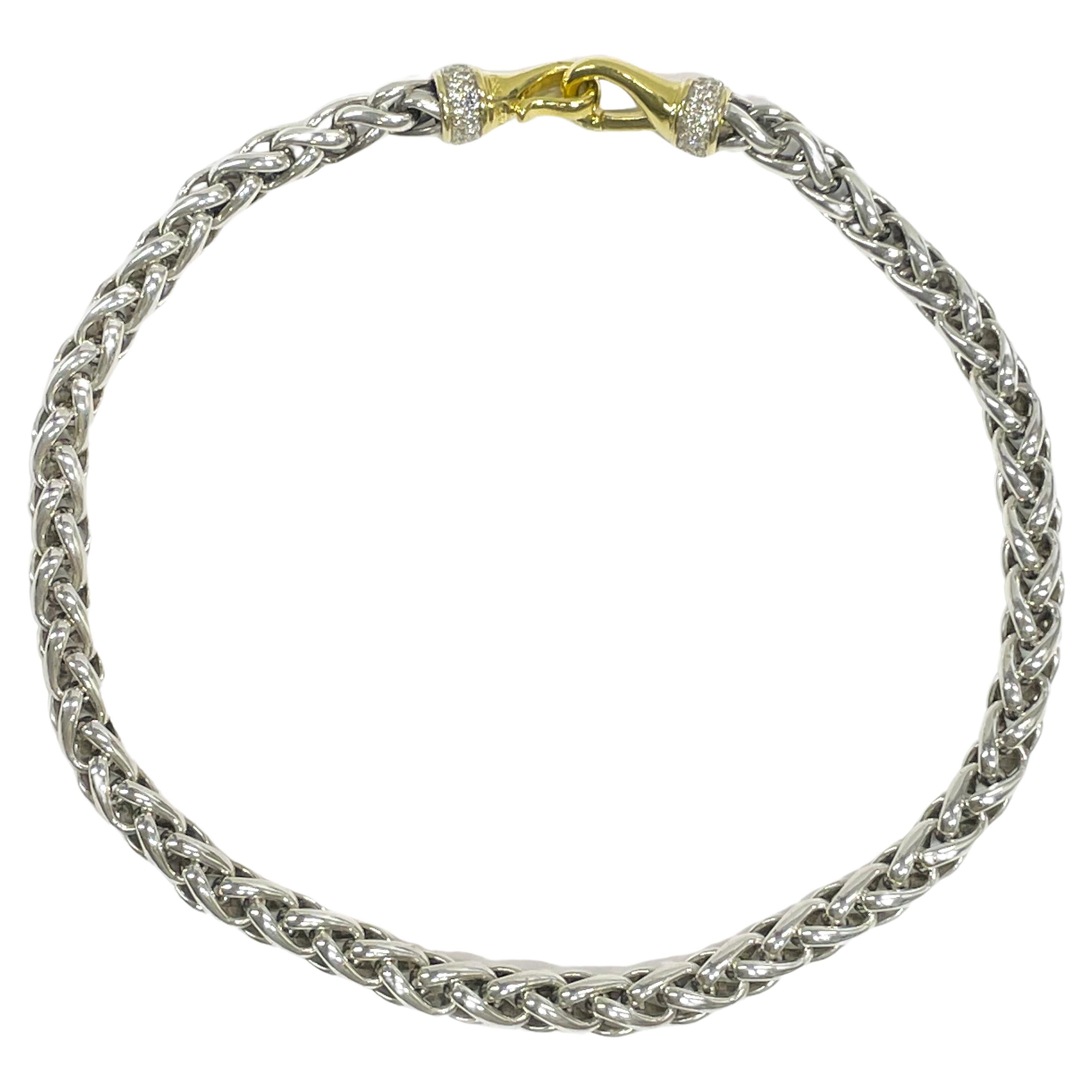 David Yurman Yellow Gold Sterling Diamond Necklace For Sale