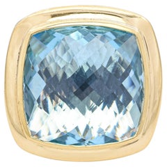David Yurman, bague en or jaune et argent sterling, topaze bleue Albion