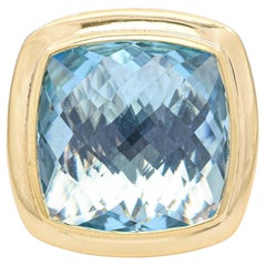 David Yurman Yellow Gold Sterling Silver Albion Blue Topaz Ring