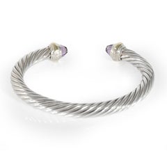 David Yurman Yellow Gold & Sterling Silver Amethyst Cable Classic Bracelet