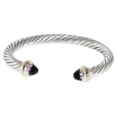 David Yurman Yellow Gold & Sterling Silver Amethyst Cable Classic Bracelet