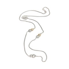 David Yurman Yellow Gold & Sterling Silver  Belmont Curb Link Four Station Neckl