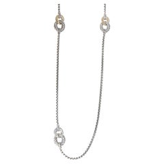 David Yurman Yellow Gold & Sterling Silver  Belmont Curb Link Four Station Neckl