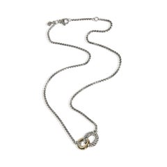 David Yurman Yellow Gold & Sterling Silver  Belmont Curb Link Necklace