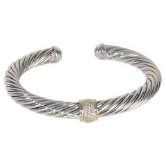 David Yurman Yellow Gold 
Sterling Silver  Cable Classic Single Station Bracele