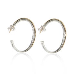 David Yurman Yellow Gold & Sterling Silver Crossover Hoop Earrings