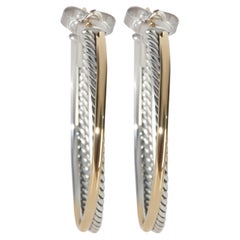 Orecchini a cerchio intrecciati in oro giallo e argento sterling di David Yurman