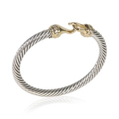 David Yurman Yellow Gold & Sterling Silver Diamond Cable Buckle Bracelet
