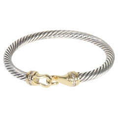 David Yurman Bracciale con Fibbia a Cavo in oro giallo e argento sterling con diamanti