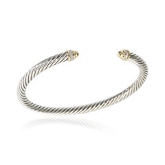 Pulsera clásica «Cable» de David Yurman en oro amarillo y plata de ley con diamantes