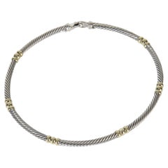 David Yurman Yellow Gold & Sterling Silver  Metro Necklace