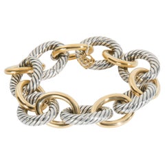 David Yurman Yellow Gold & Sterling Silver Oval Link Bracelet