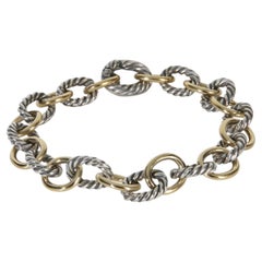 David Yurman Yellow Gold & Sterling Silver  Oval Link Bracelet