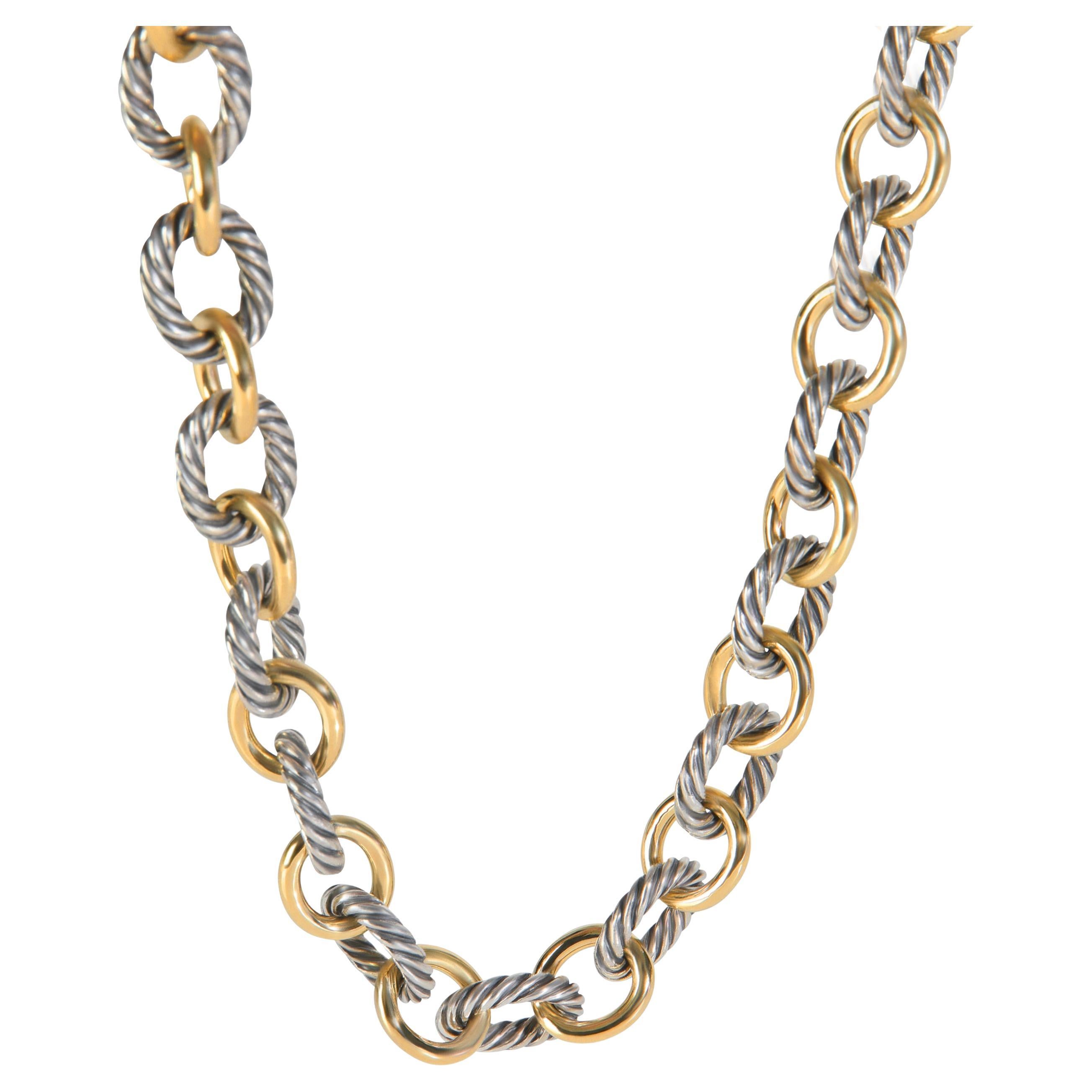 David Yurman in oro giallo e argento massiccio  Collana ovale A Link