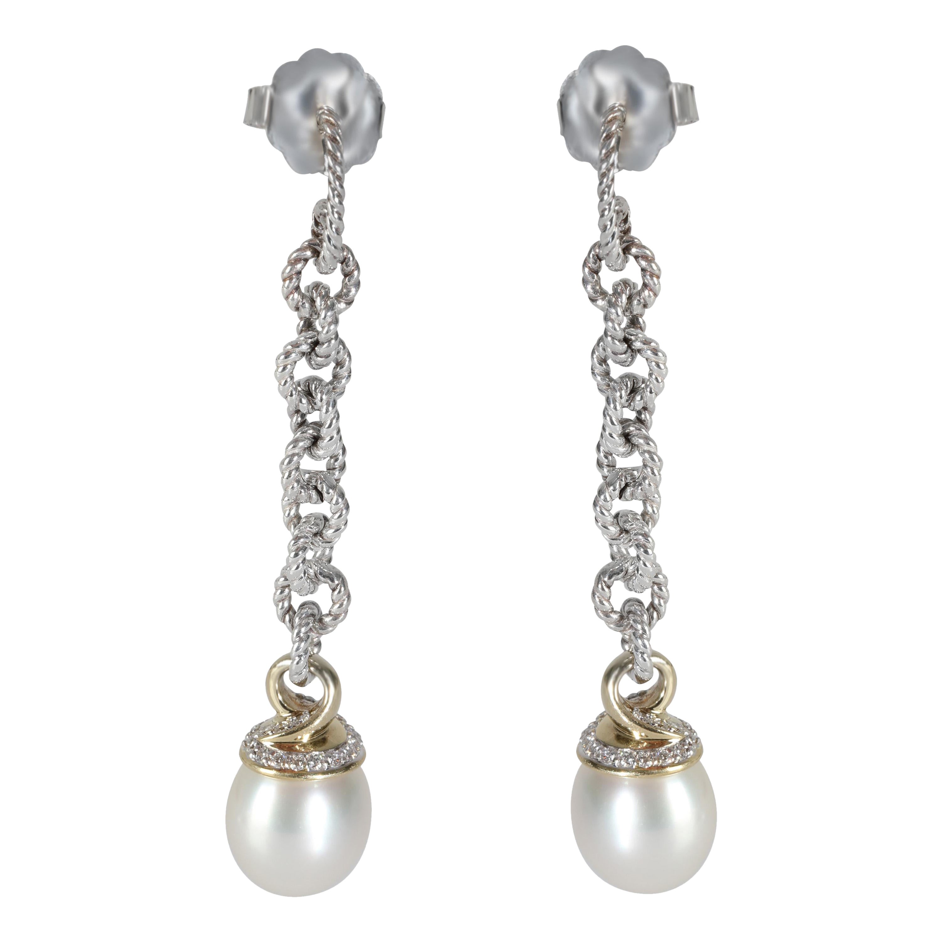 David Yurman Gelbgold & Sterling Silber Perlen- und Diamant-Ohrringe