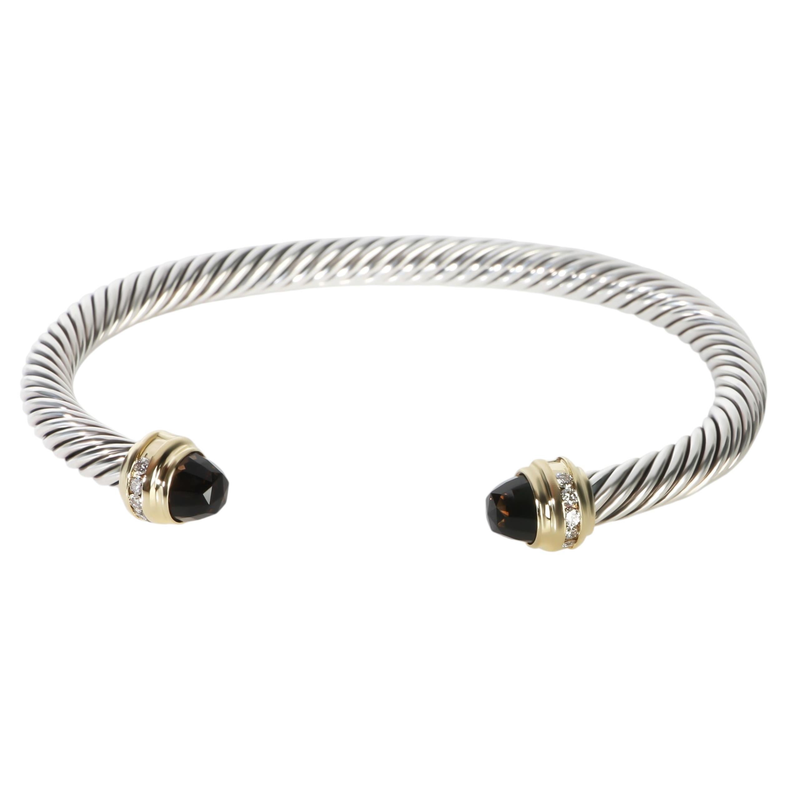 David Yurman Yellow Gold & Sterling Silver Smokey Quartz and Diamond Cable Class en venta