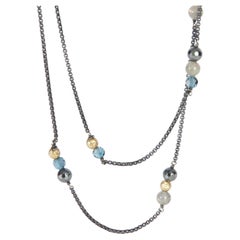 David Yurman Yellow Gold & Sterling Silver Topaz and Hematite Bijoux Necklace