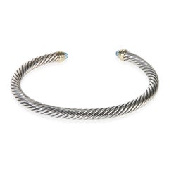 David Yurman Yellow Gold & Sterling Silver Topaz Cable Classic Bracelet