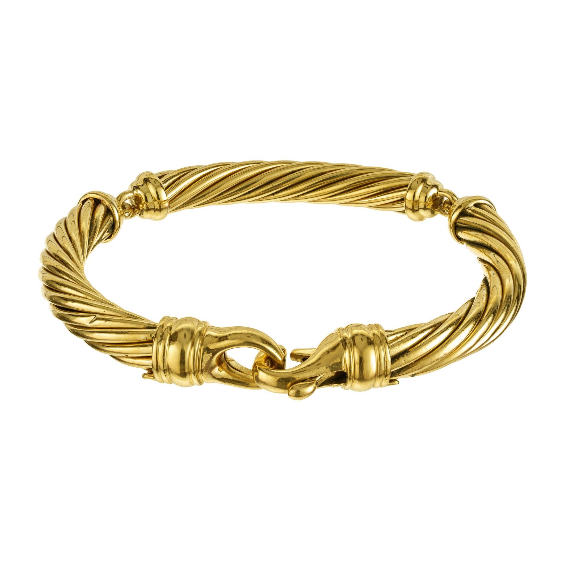 David Yurman Gelbgold gedrehtes Kabelarmband  im Angebot 1