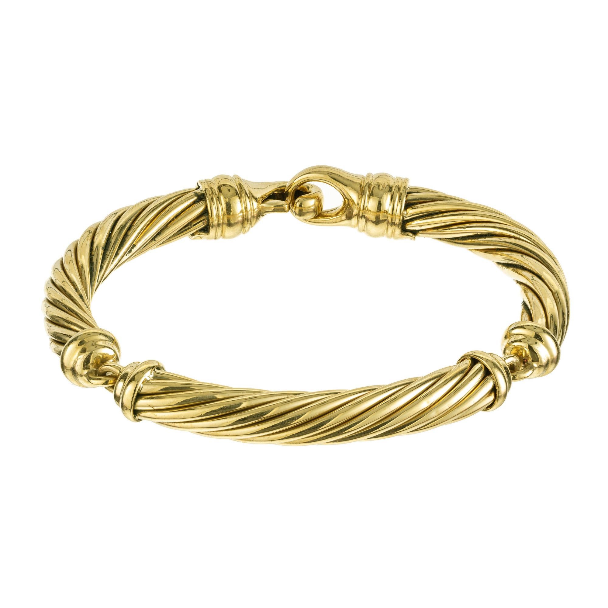David Yurman Yellow Gold Twisted Cable Bracelet  In Good Condition For Sale In Stamford, CT
