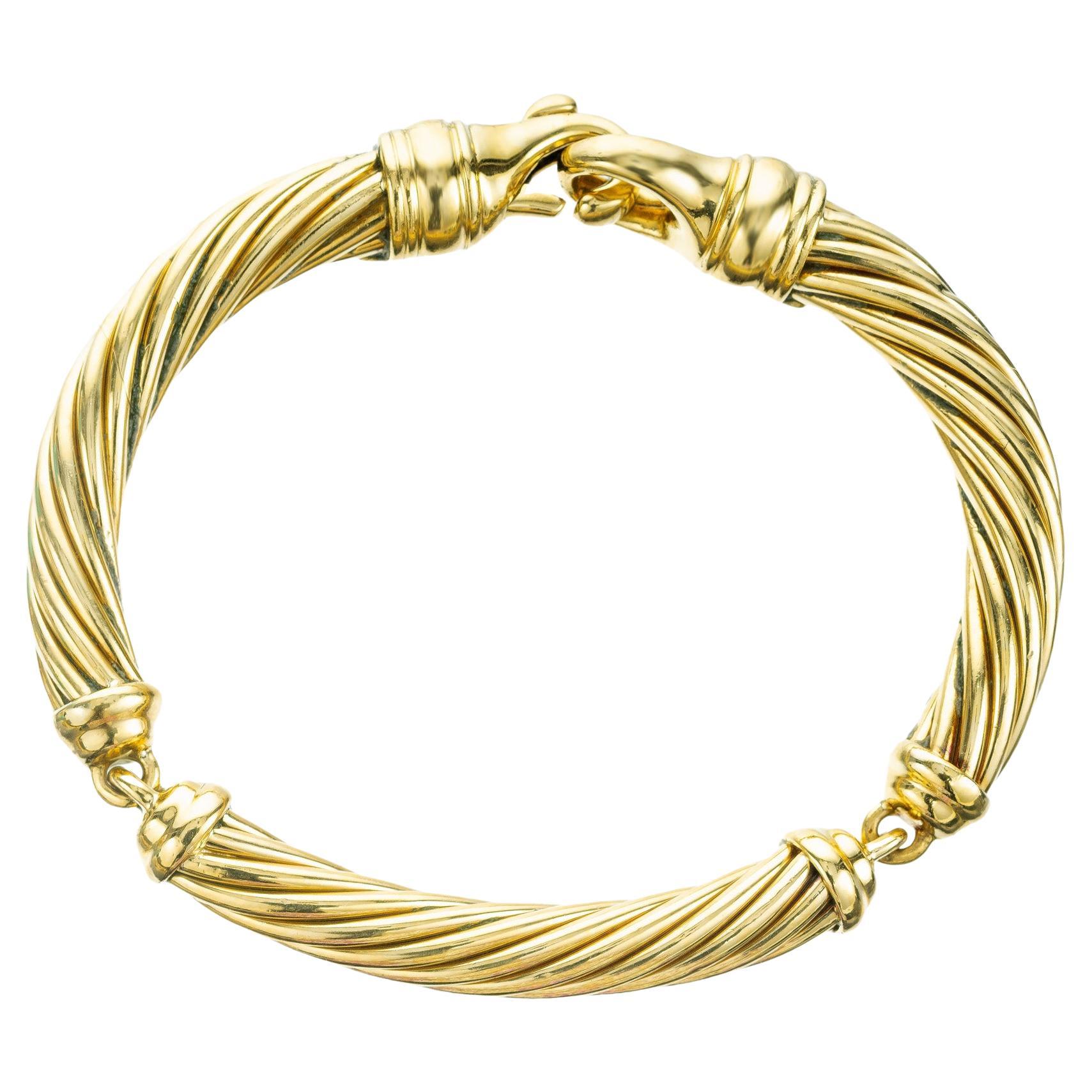 David Yurman Yellow Gold Twisted Cable Bracelet  For Sale