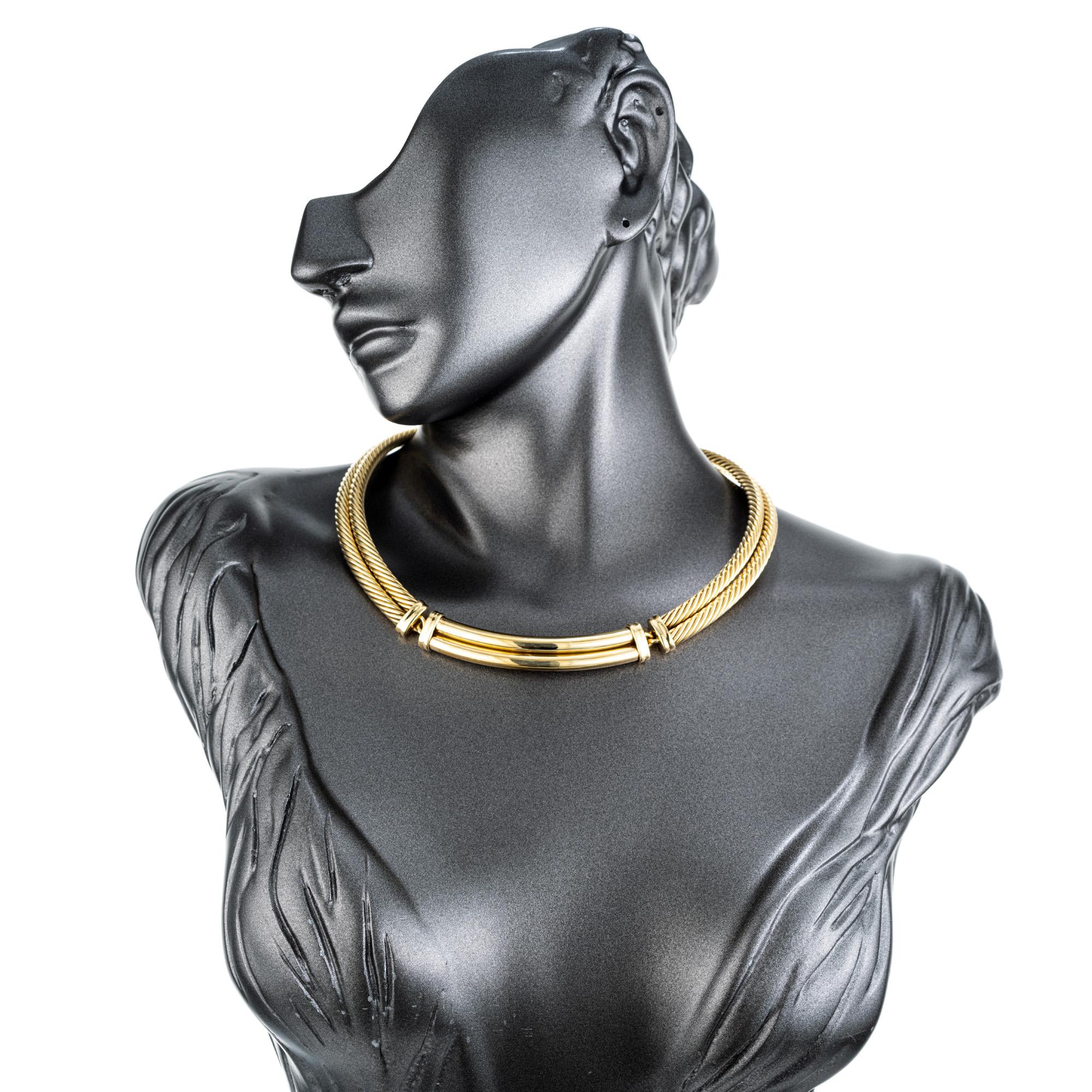 David Yurman Zweireihige gedrehte Kabel-Halskette aus Gelbgold  Damen im Angebot
