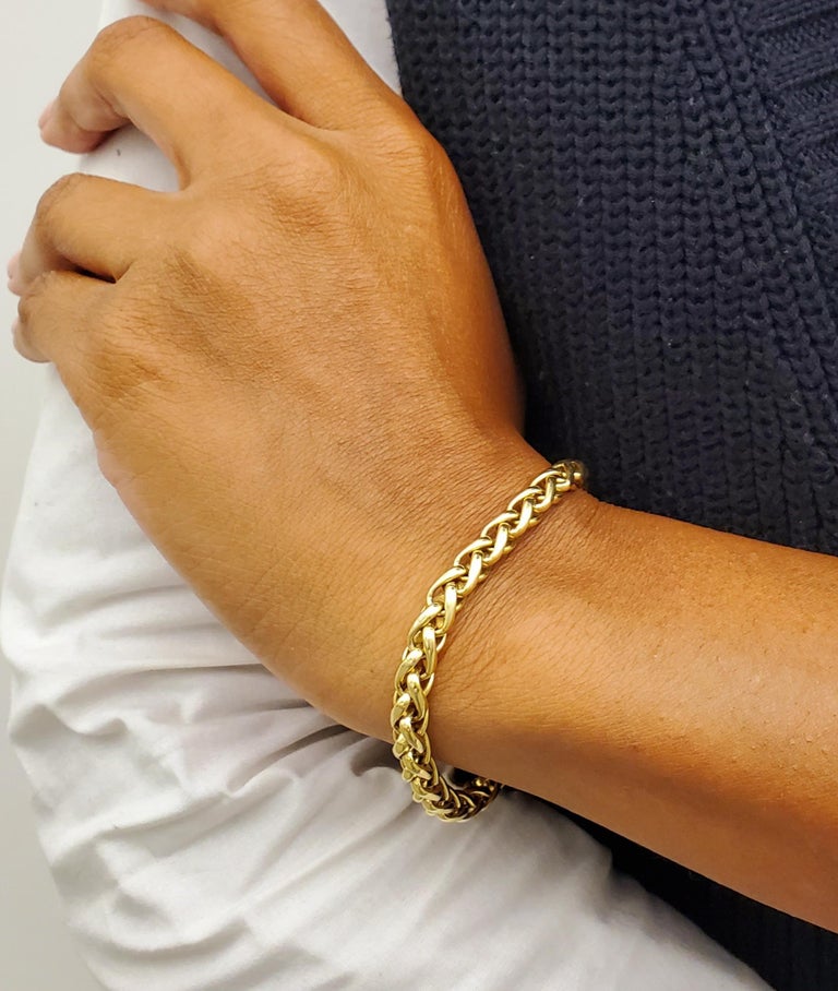 David Yurman Yellow Gold Wheat Chain Bracelet For Sale at 1stDibs