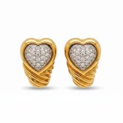 David Yurman18k Yellow Gold Diamond Heart Shrimp Earrings