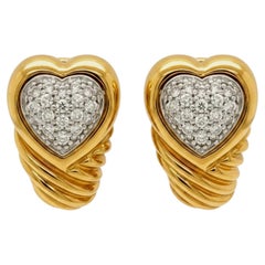 David Yurman18k Yellow Gold Diamond Heart Shrimp Earrings