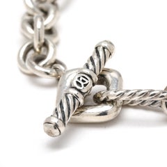 Bracciale a catena David Yurmand con charm a forma di cuore, argento sterling e oro giallo 18k