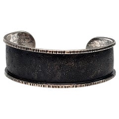 Davide Bigazzi Oxidized Sterling Silver Chased Cuff