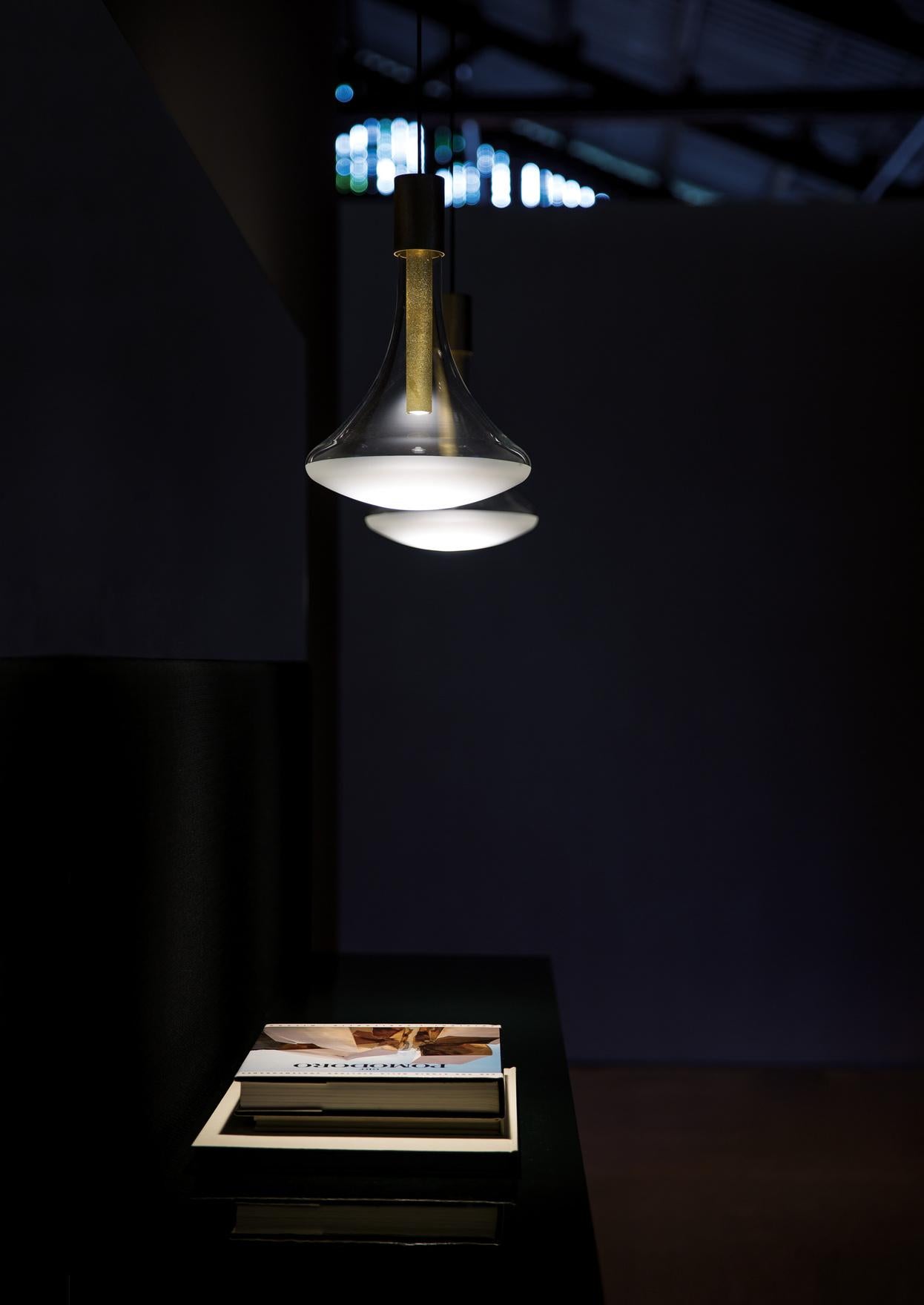 Davide Groppi CATHODE pendant lamp in Brushed Brass by Omar Carraglia  For Sale 2