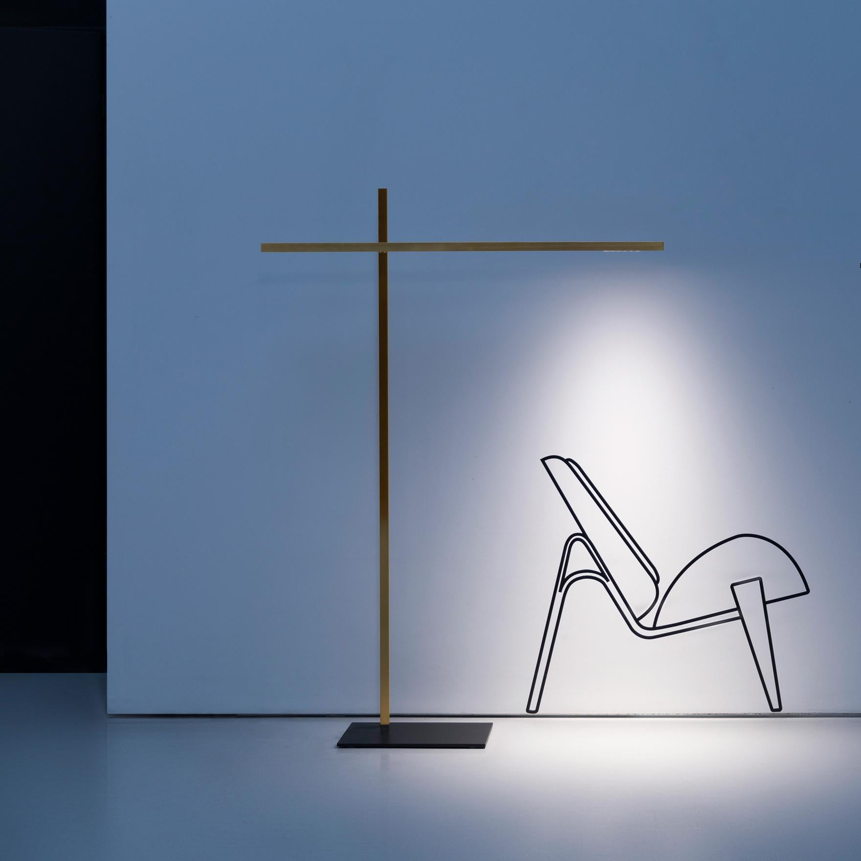 Davide Groppi HASHI floor lamp in Matt Gold by Federico Delrosso For Sale 2
