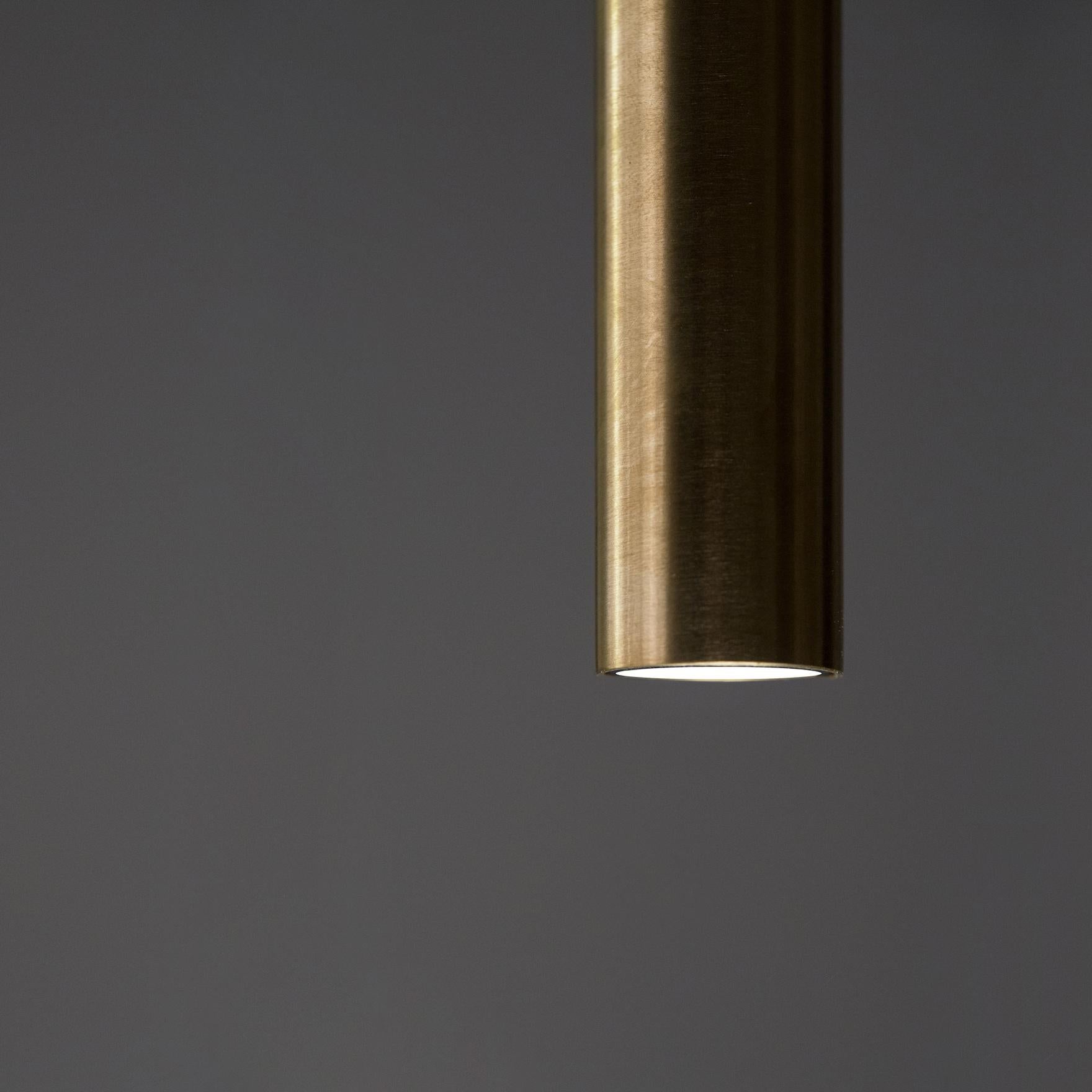 Metal Davide Groppi MISS pendant lamp 1-10V in Brushed Brass by Omar Carraglia  For Sale