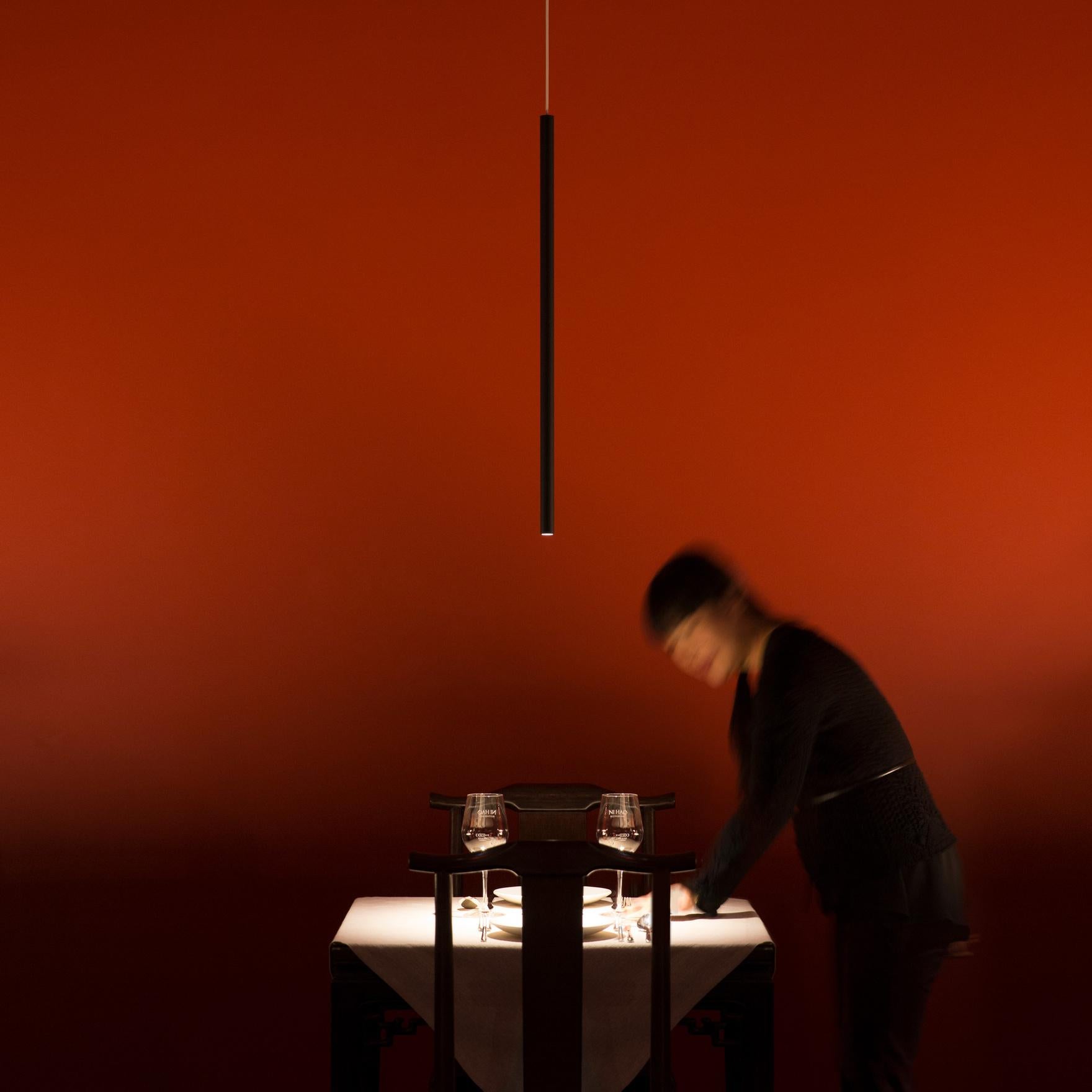 Contemporary Davide Groppi MISS pendant lamp 1-10V in total black  by Omar Carraglia  For Sale