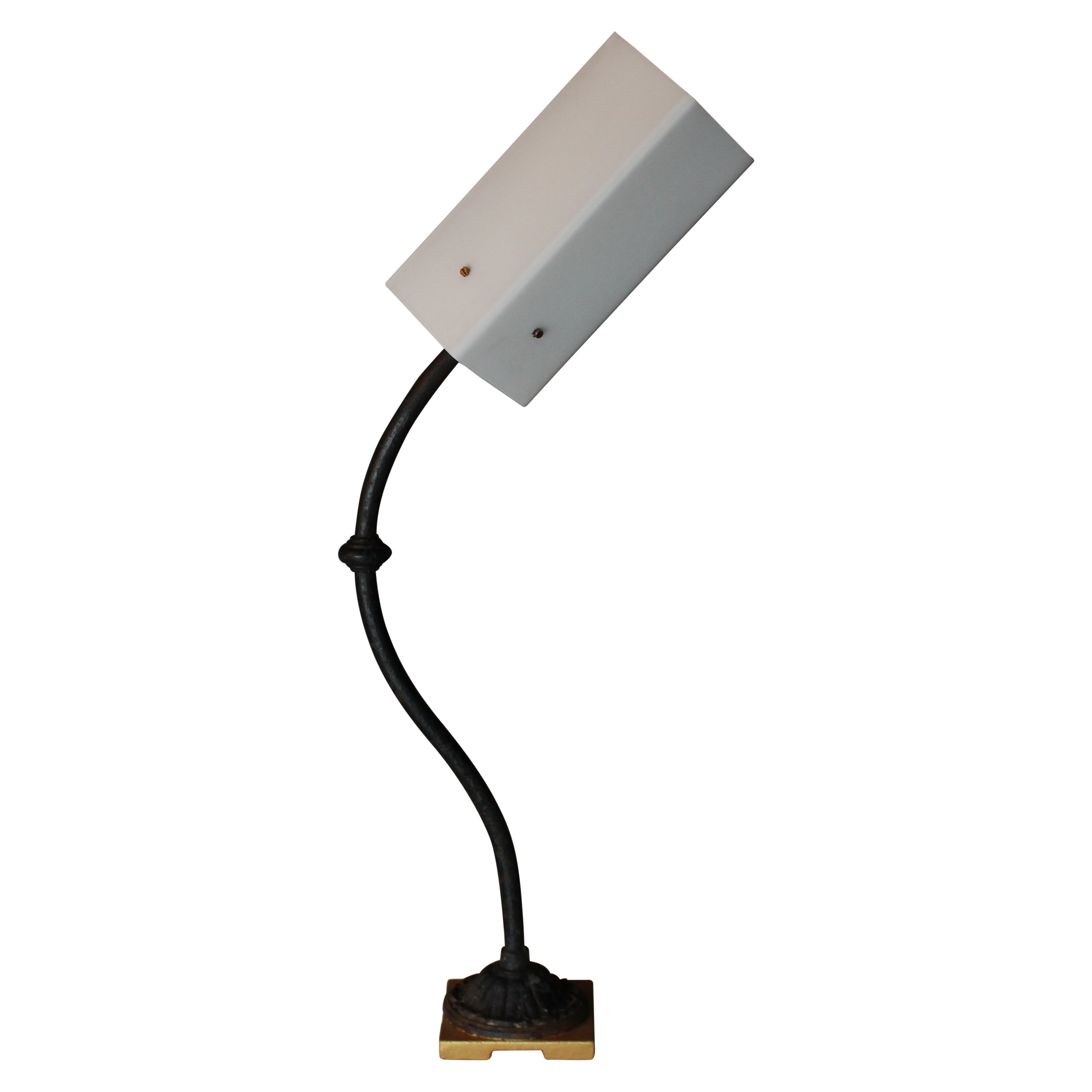 Davide Moretto “Braida” Table Lamp in Cast Iron and Murano Opaline Glass, Italy