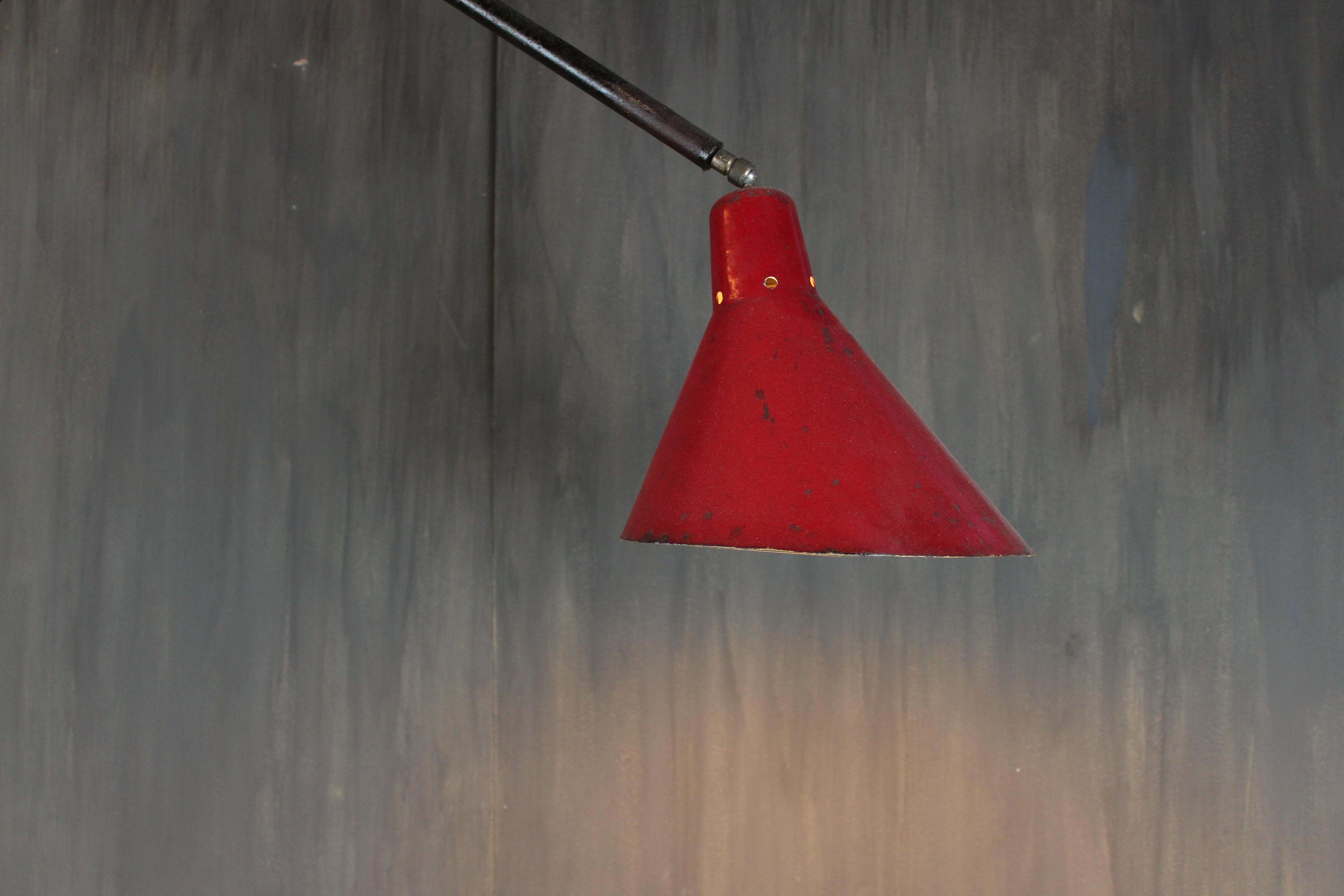 A unique sculptural floor lamp by Italian artist Davide Moretto, crafted from a reclaimed 1950s industrial stand and transformed into a refined, contemporary lighting piece.

“Cappuccetto Rosso” (Italian for Little Red Riding Hood) features a solid