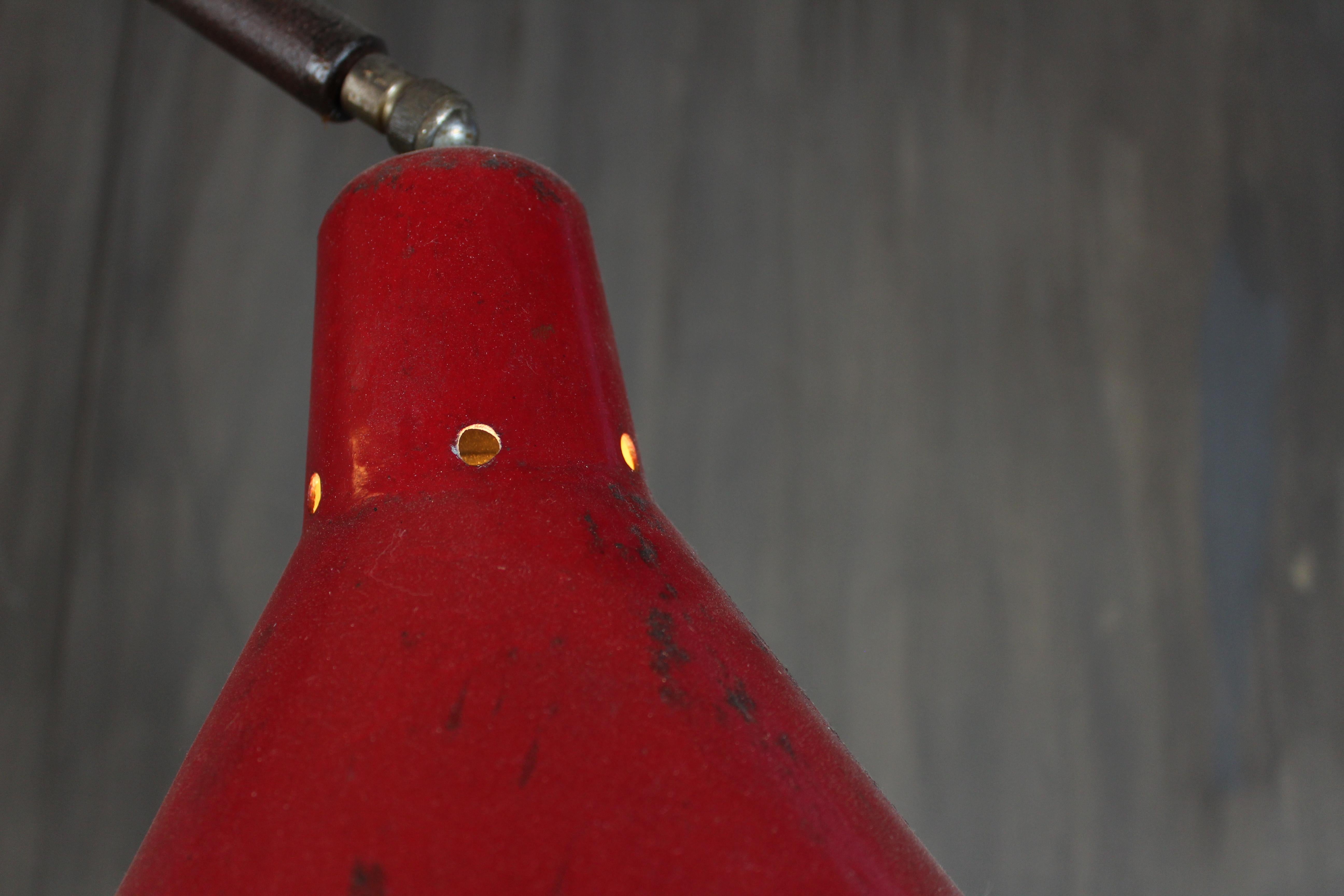 Italian Davide Moretto “Cappuccetto Rosso” Floor Lamp in Cast Iron with Red Shade, Italy For Sale