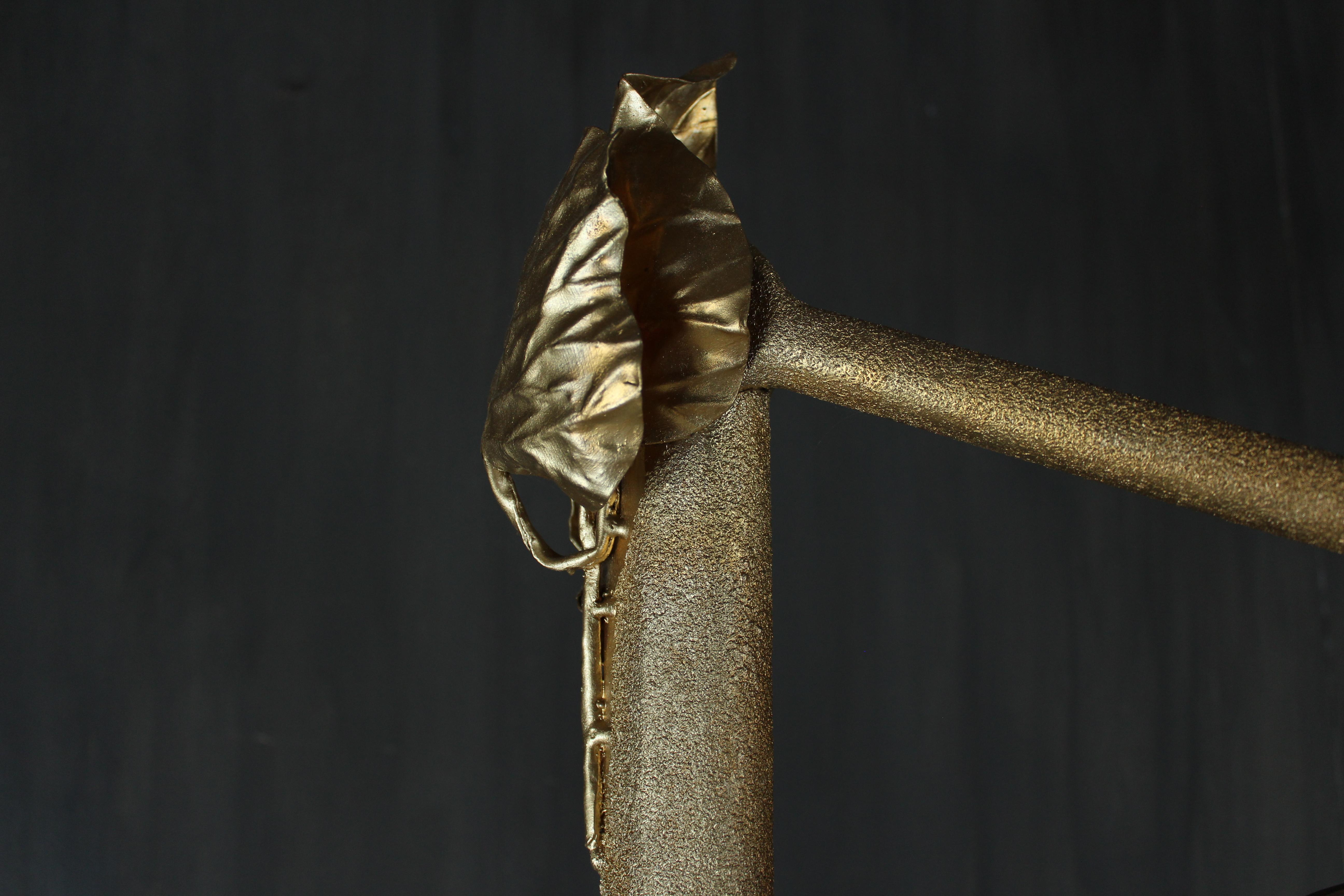 Davide Moretto “Distacco” Floor Lamp in Gilded Cast Iron and Murano Glass, Italy For Sale 1