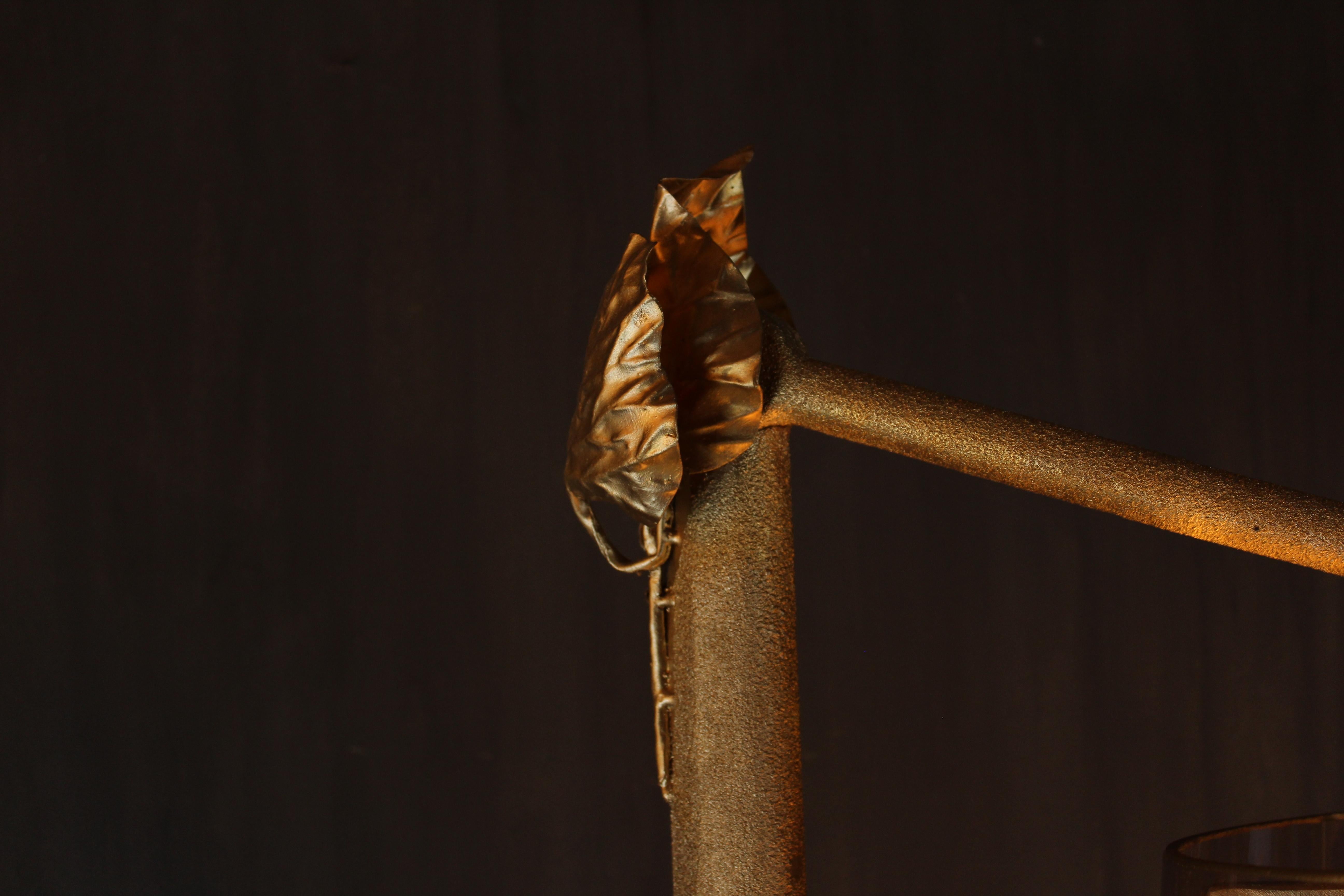 Davide Moretto “Distacco” Floor Lamp in Gilded Cast Iron and Murano Glass, Italy For Sale 2