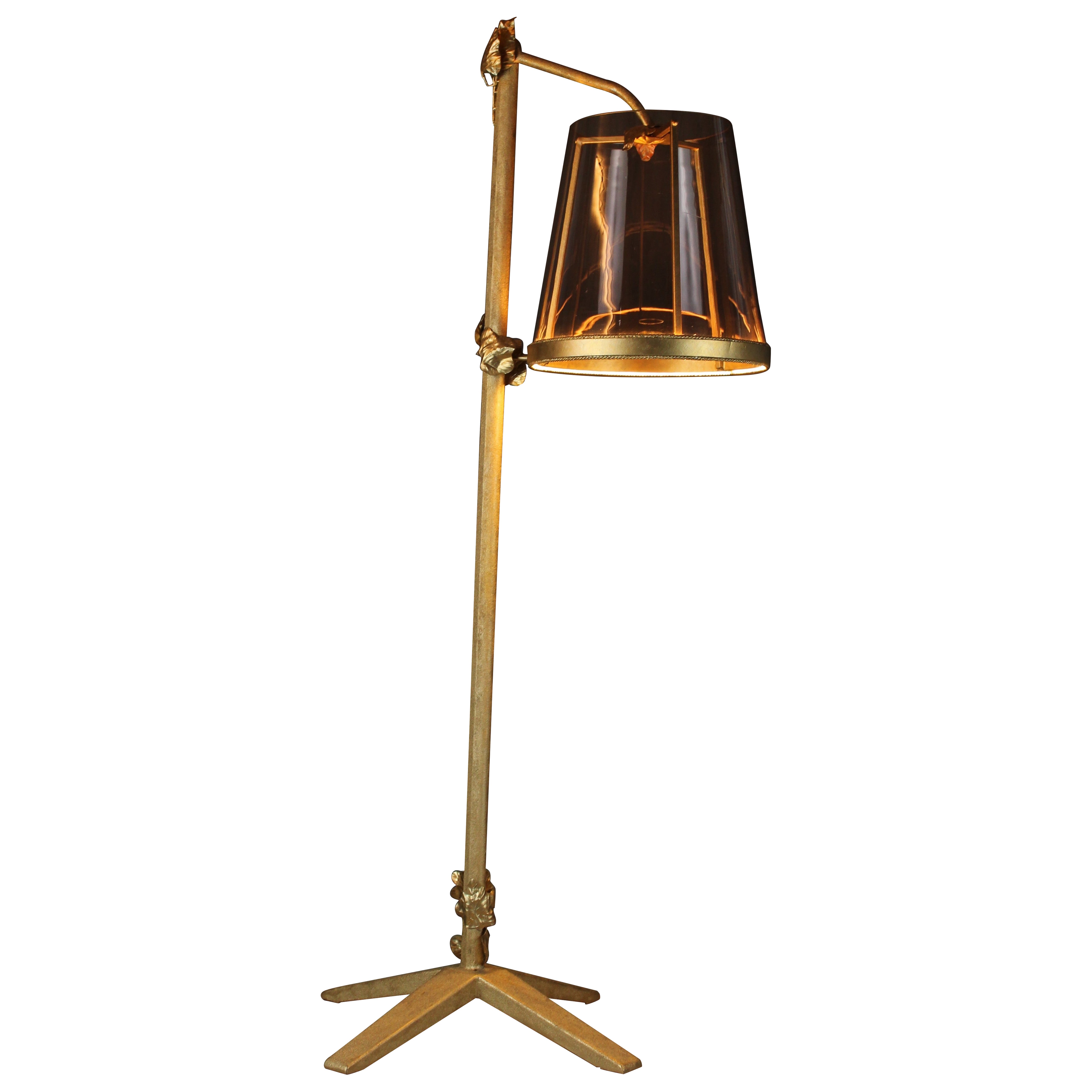 Davide Moretto “Distacco” Floor Lamp in Gilded Cast Iron and Murano Glass, Italy For Sale