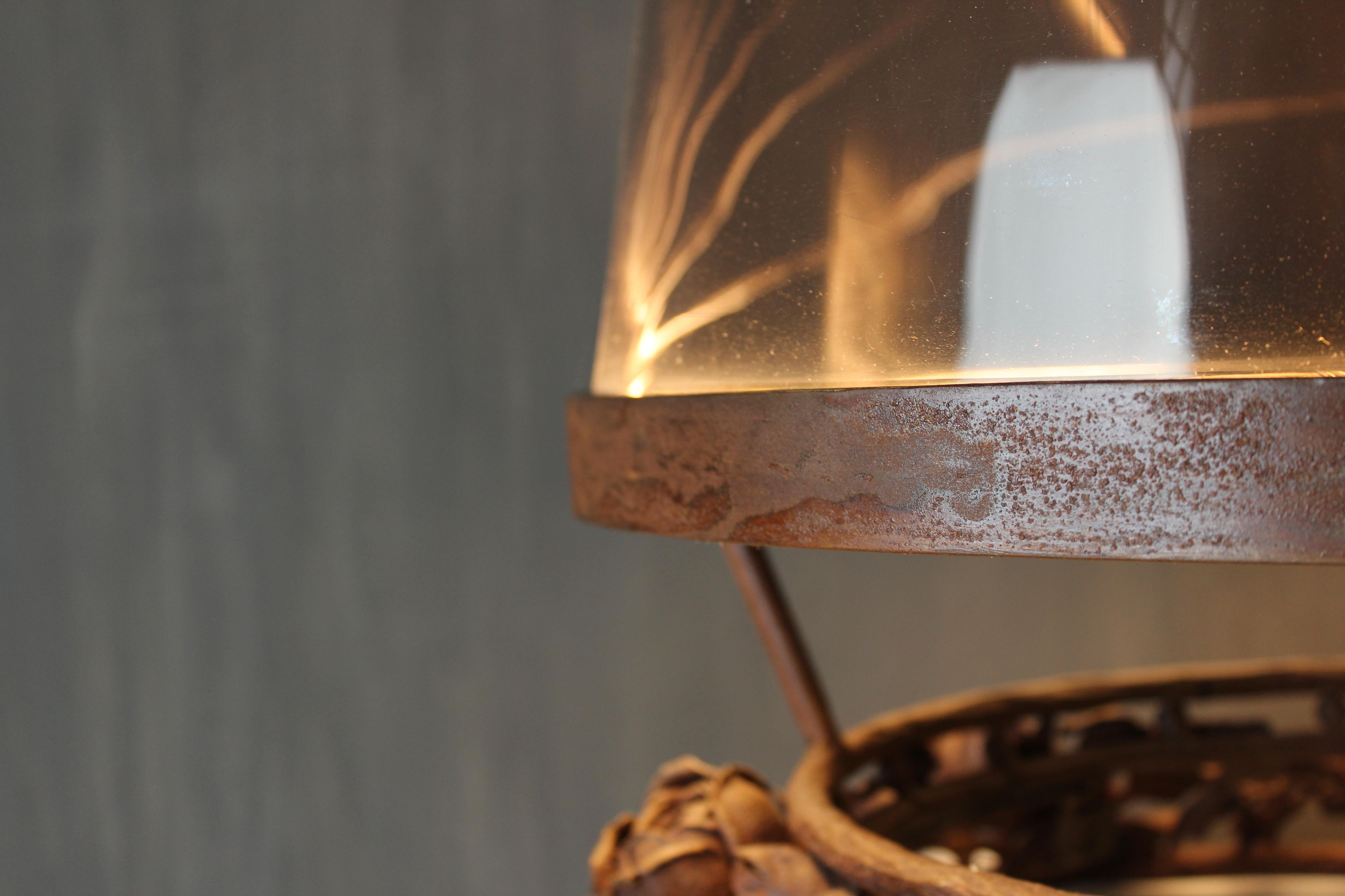 Davide Moretto “Effusione tra Rose ed Uva” Table Lamp in Corten and Murano Glass In New Condition For Sale In Vicenza, IT