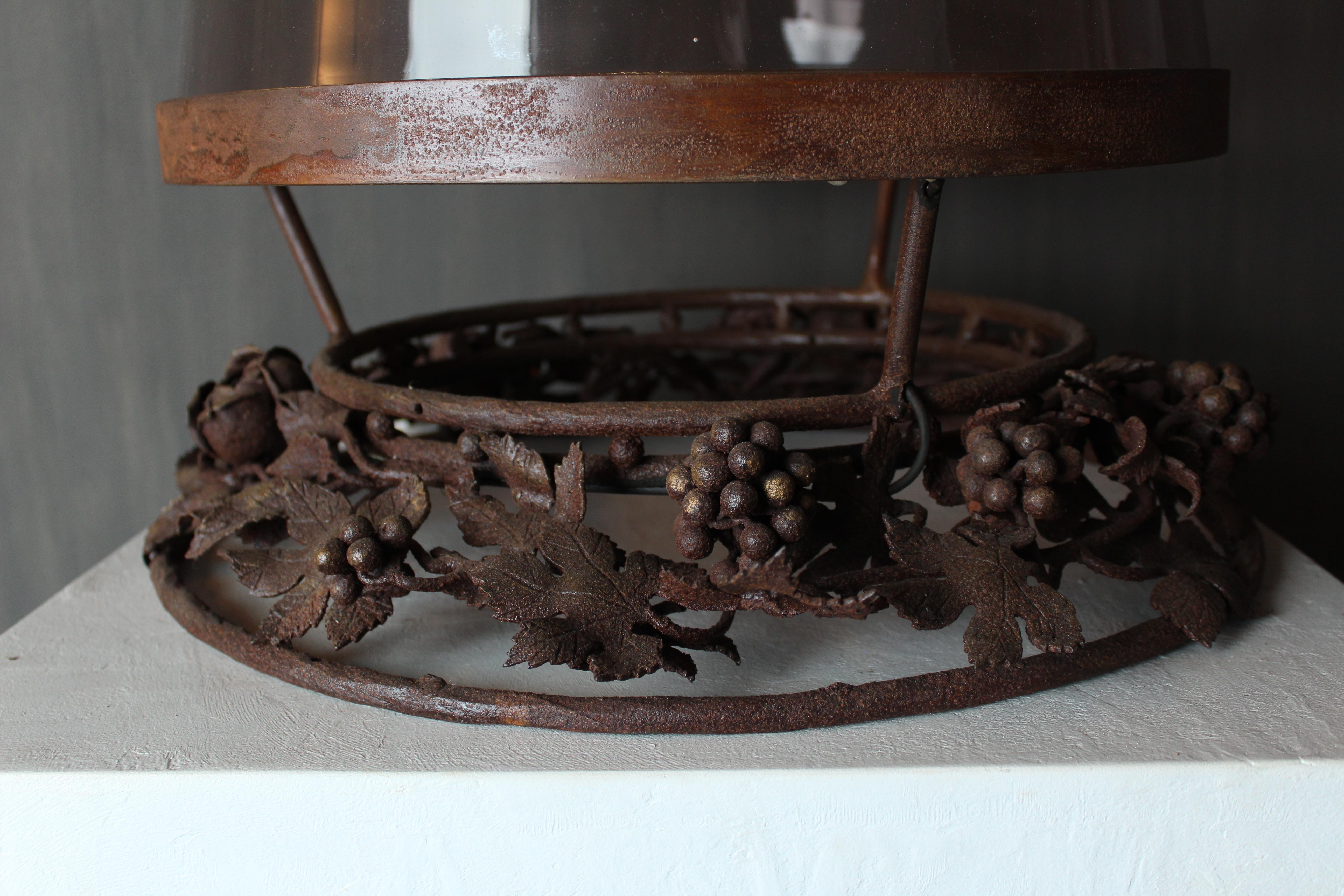 Contemporary Davide Moretto “Effusione tra Rose ed Uva” Table Lamp in Corten and Murano Glass For Sale