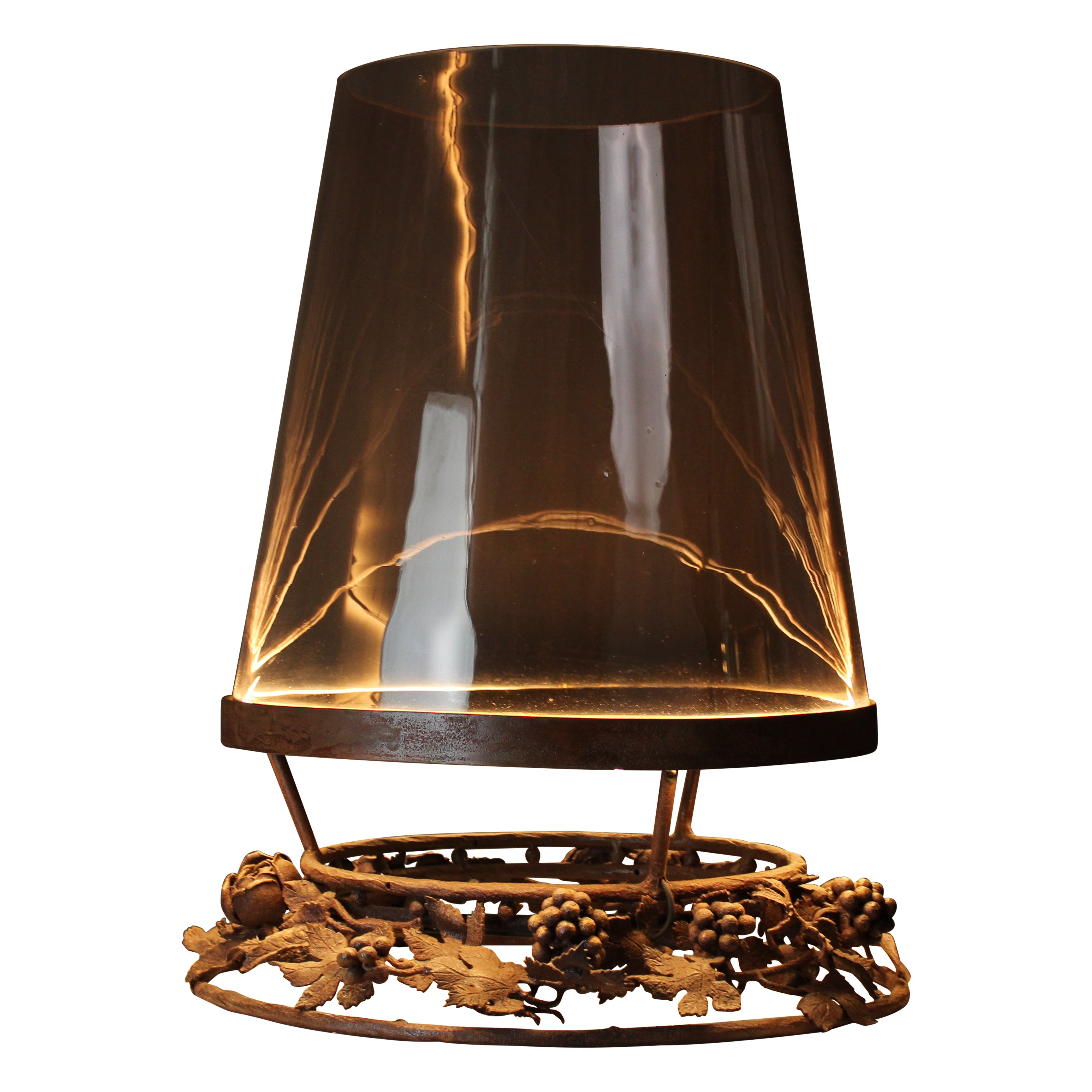 Davide Moretto “Effusione tra Rose ed Uva” Table Lamp in Corten and Murano Glass For Sale