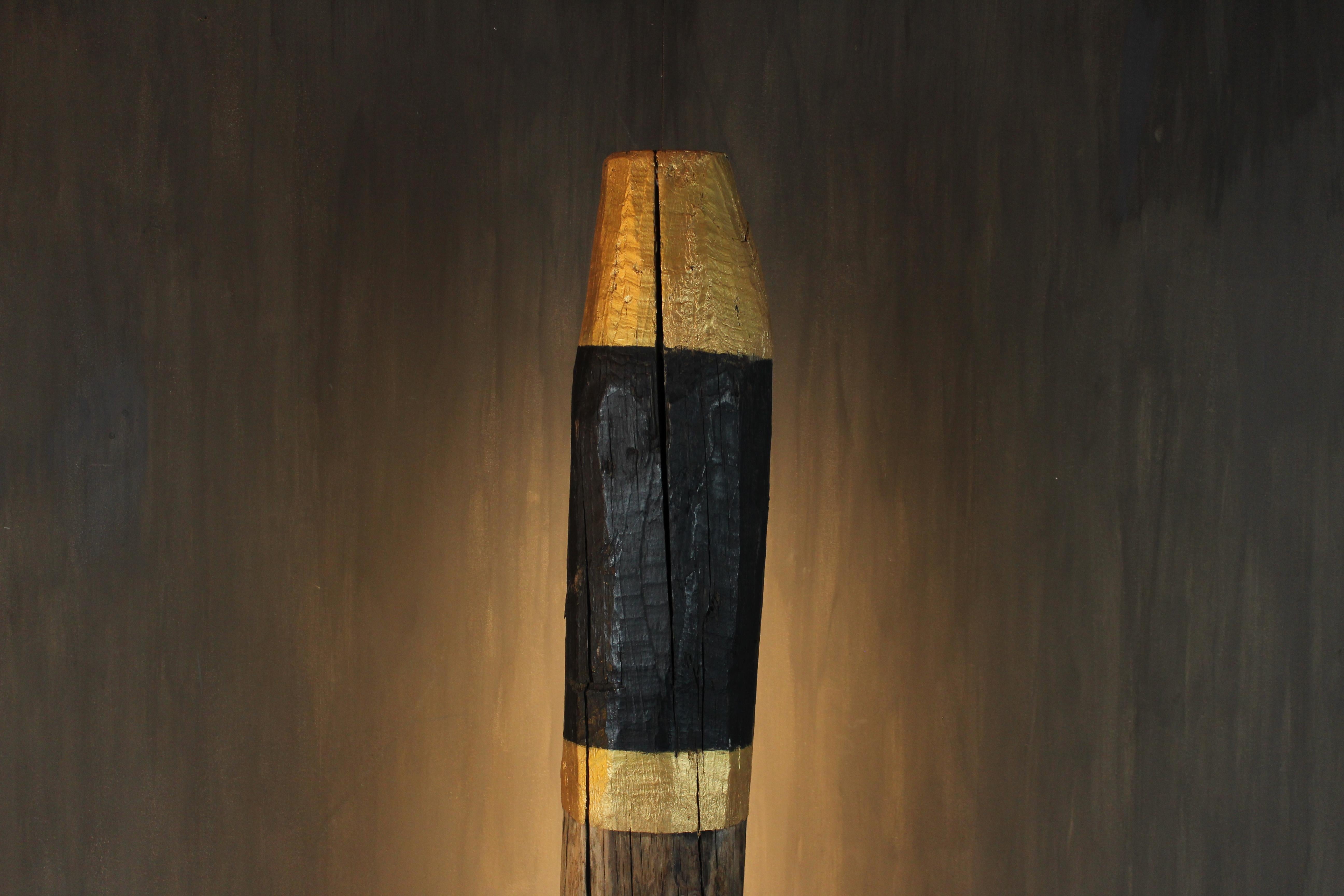 Organic Modern Davide Moretto Floor Lamp in Venetian Oak from Venice Lagoon “Bricola”, Italy For Sale