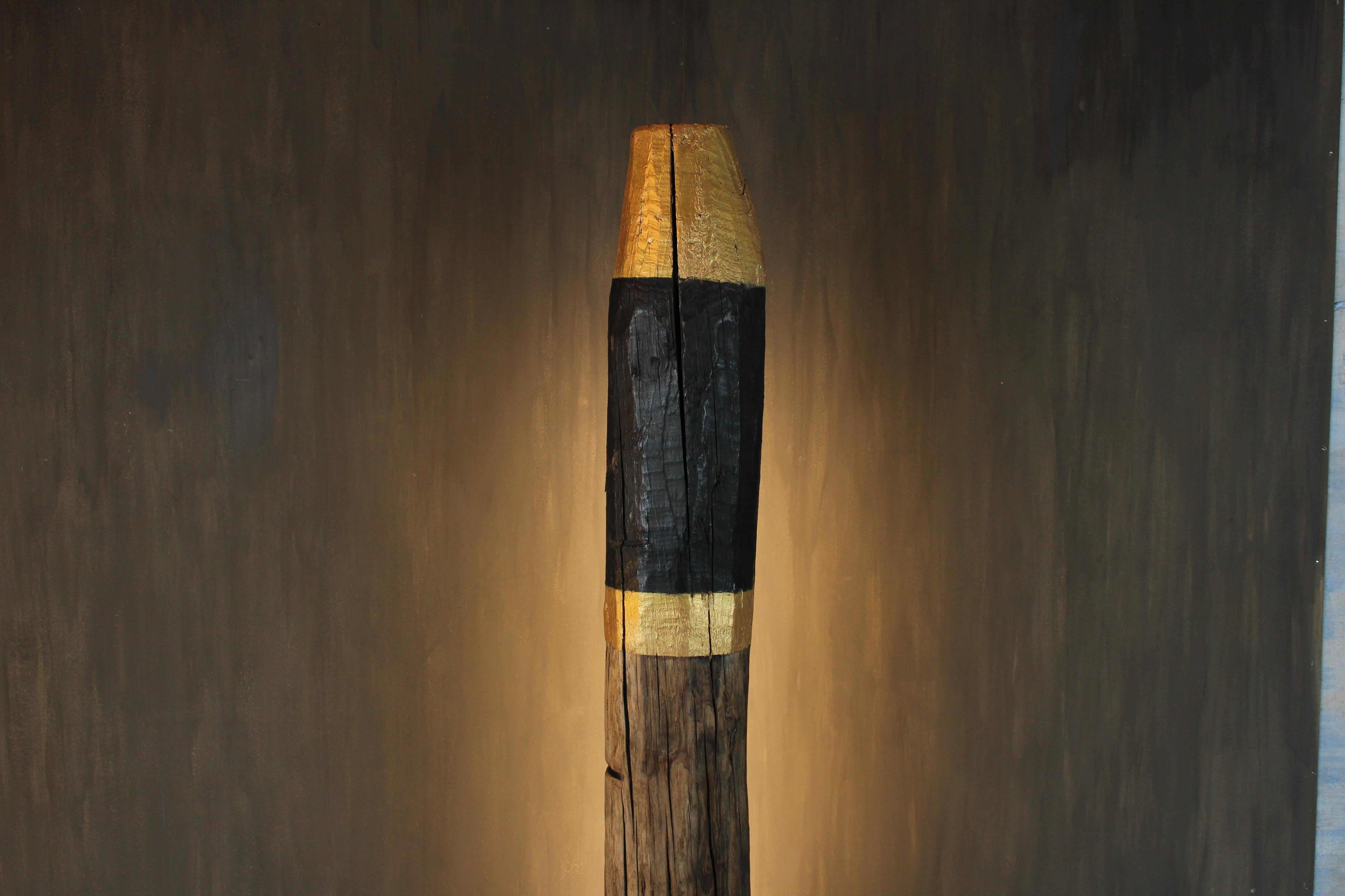 Italian Davide Moretto Floor Lamp in Venetian Oak from Venice Lagoon “Bricola”, Italy For Sale