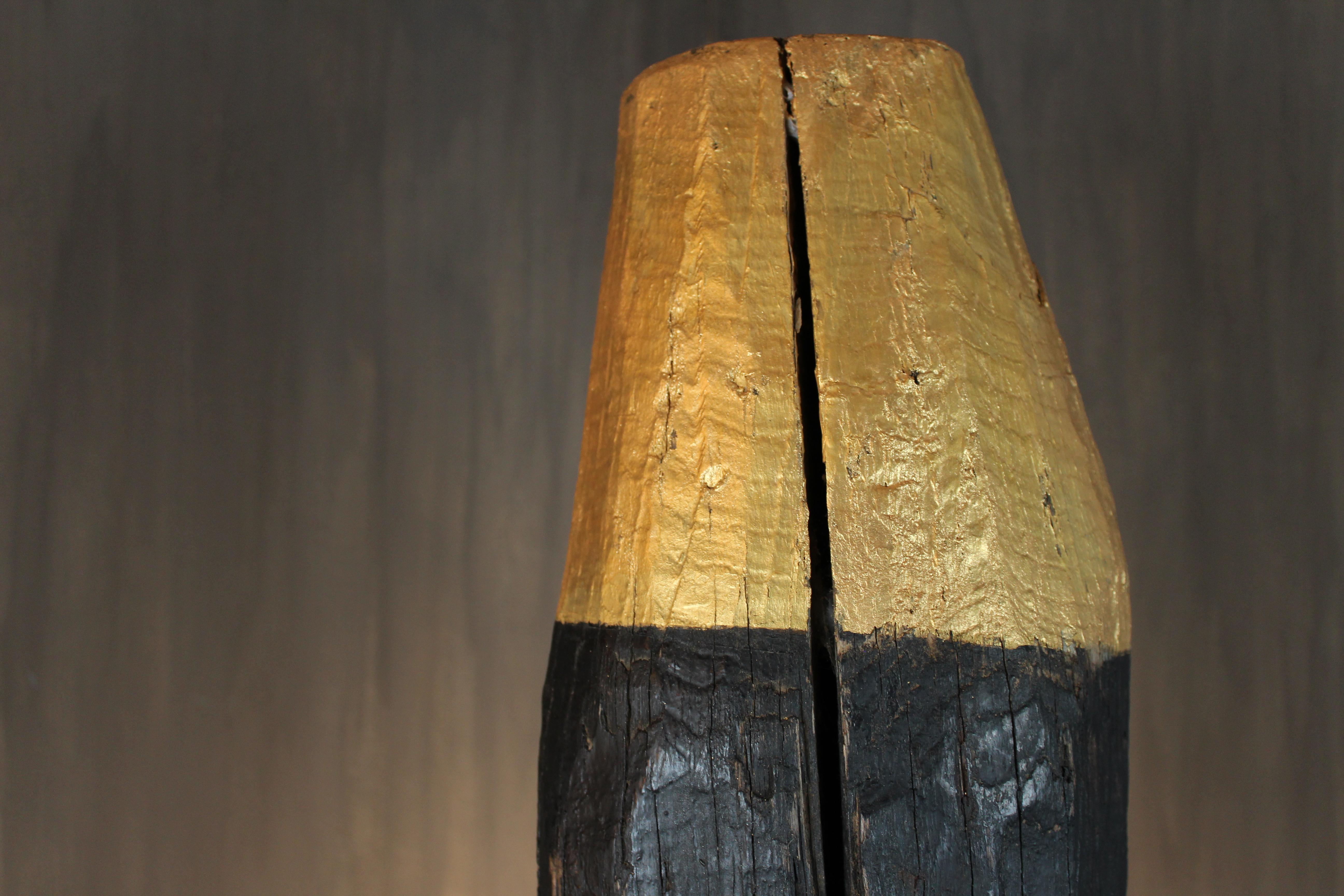 Contemporary Davide Moretto Floor Lamp in Venetian Oak from Venice Lagoon “Bricola”, Italy For Sale