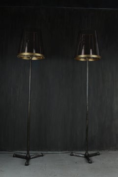 Lámparas de pie de cristal de Murano y hierro fundido "Gemelli di Ghisa" de Davide Moretto, Italia