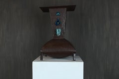 David Moretto Padre Lampada da tavolo in acciaio corten con intarsi in vetro di Murano, Italia